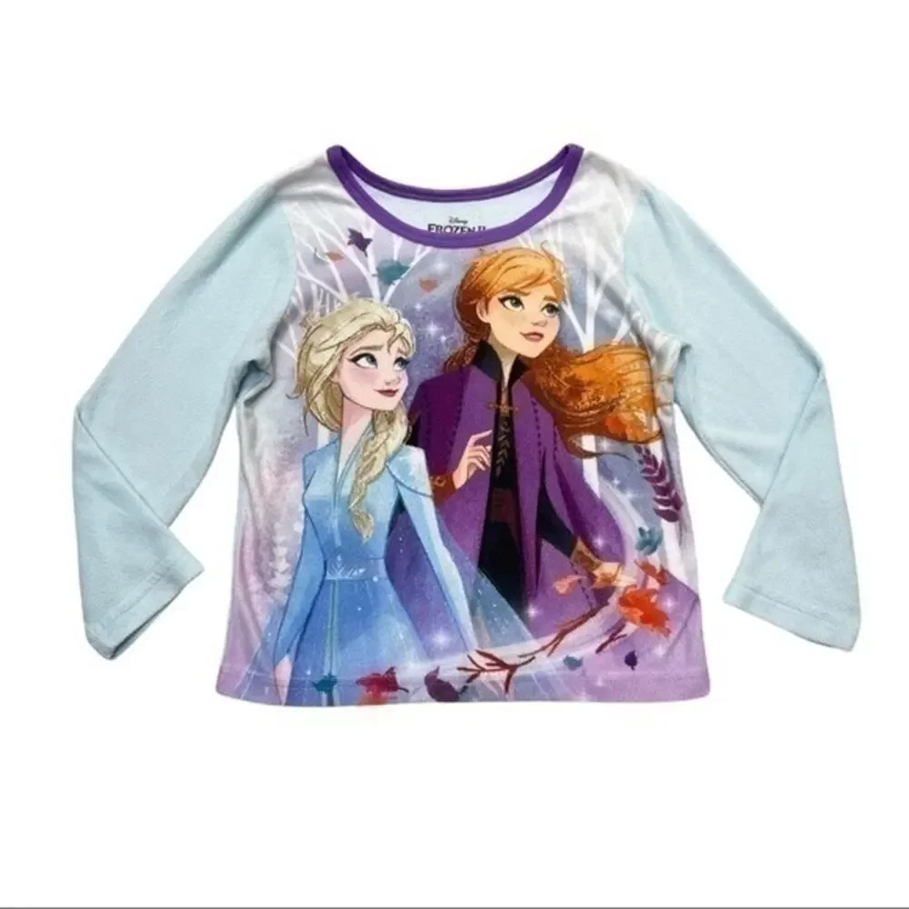 Disney Frozen Elsa and Anna Long Sleeve Pajama Top Loungewear Size 4